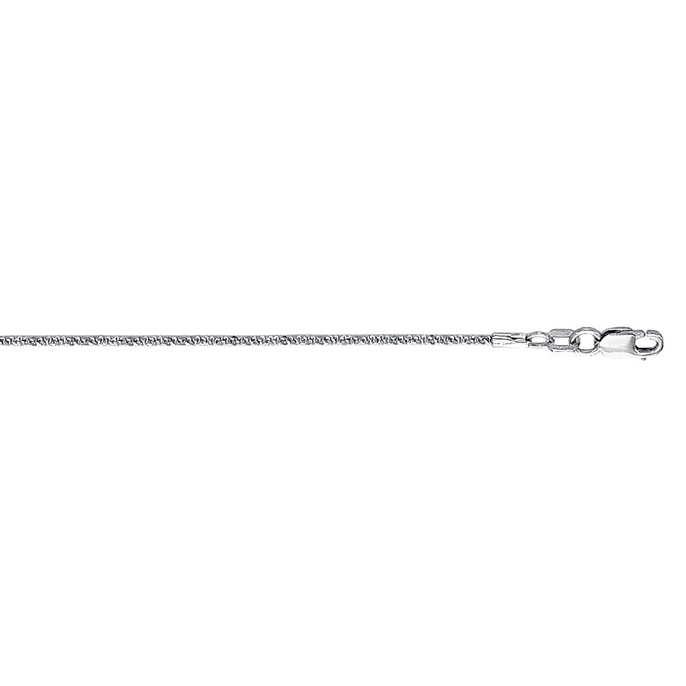 10K Solid White Gold Sparkle Chain Necklace 1.5mm thick 18 Inches