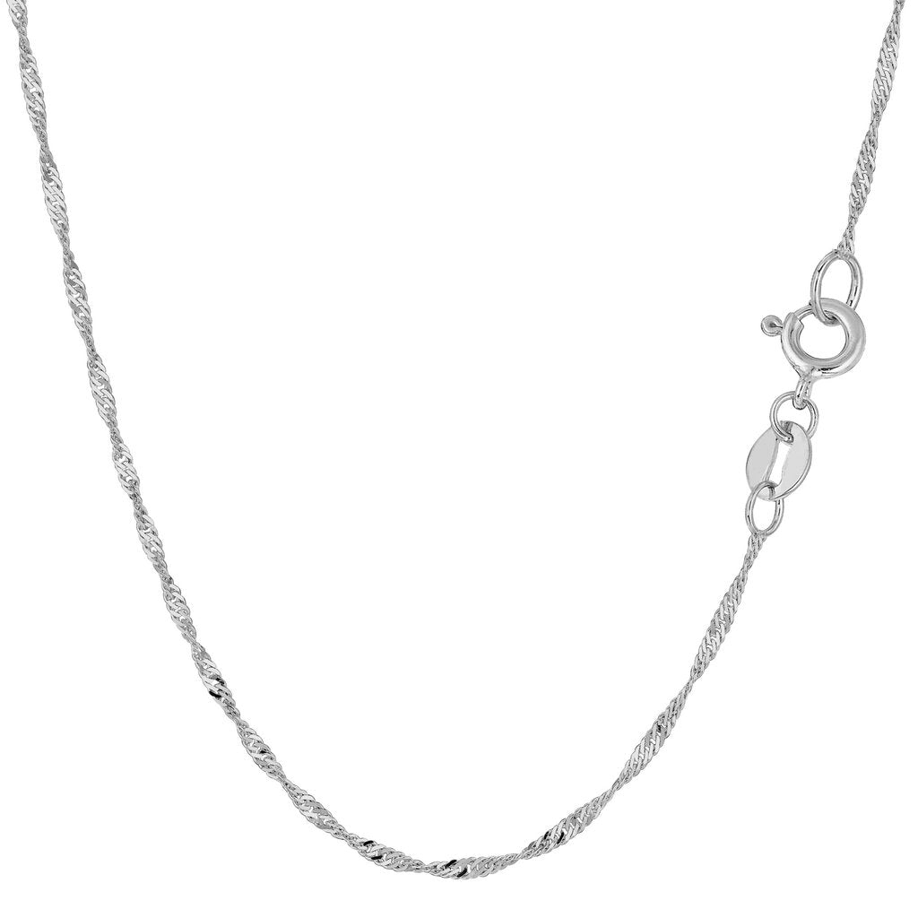14K Solid White Gold Singapore Chain 1.5mm thick 16 Inches