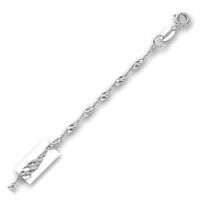 10K Solid White Gold Singapore Chain 1.5mm thick 20 Inches