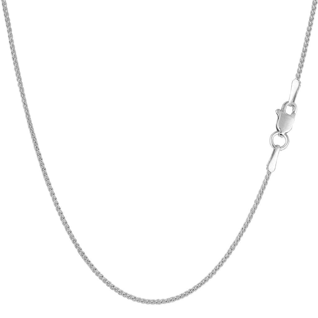 14K Solid White Gold Round Wheat Chain 0.9mm thick 18 Inches