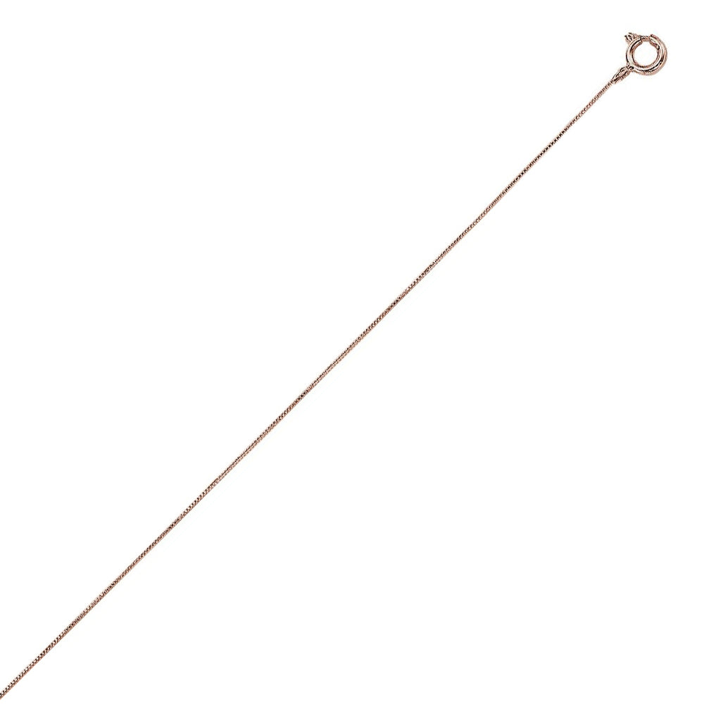10K Solid Pink Gold Box Chain Necklace 0.45mm thick 18 Inches