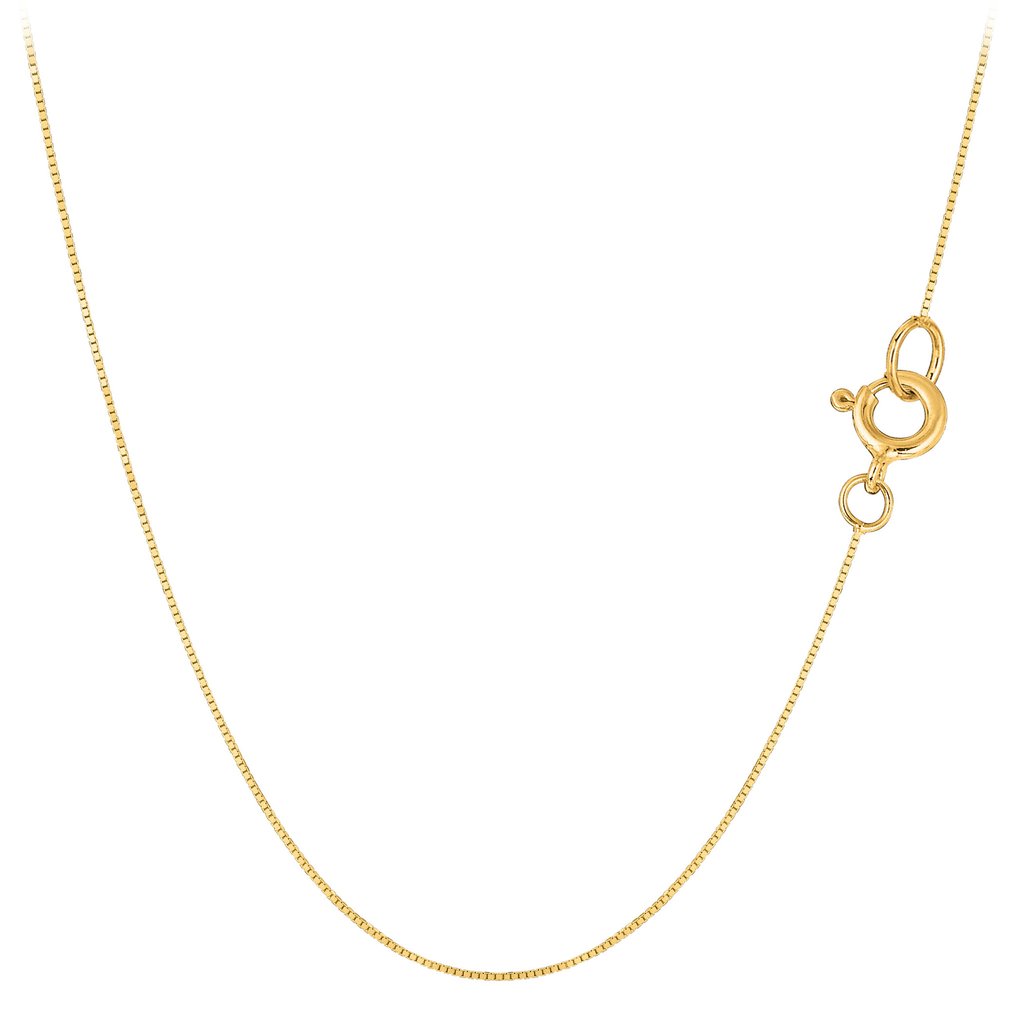 10K Solid Yellow Gold Box Chain Necklace 0.45mm thick 20 Inches