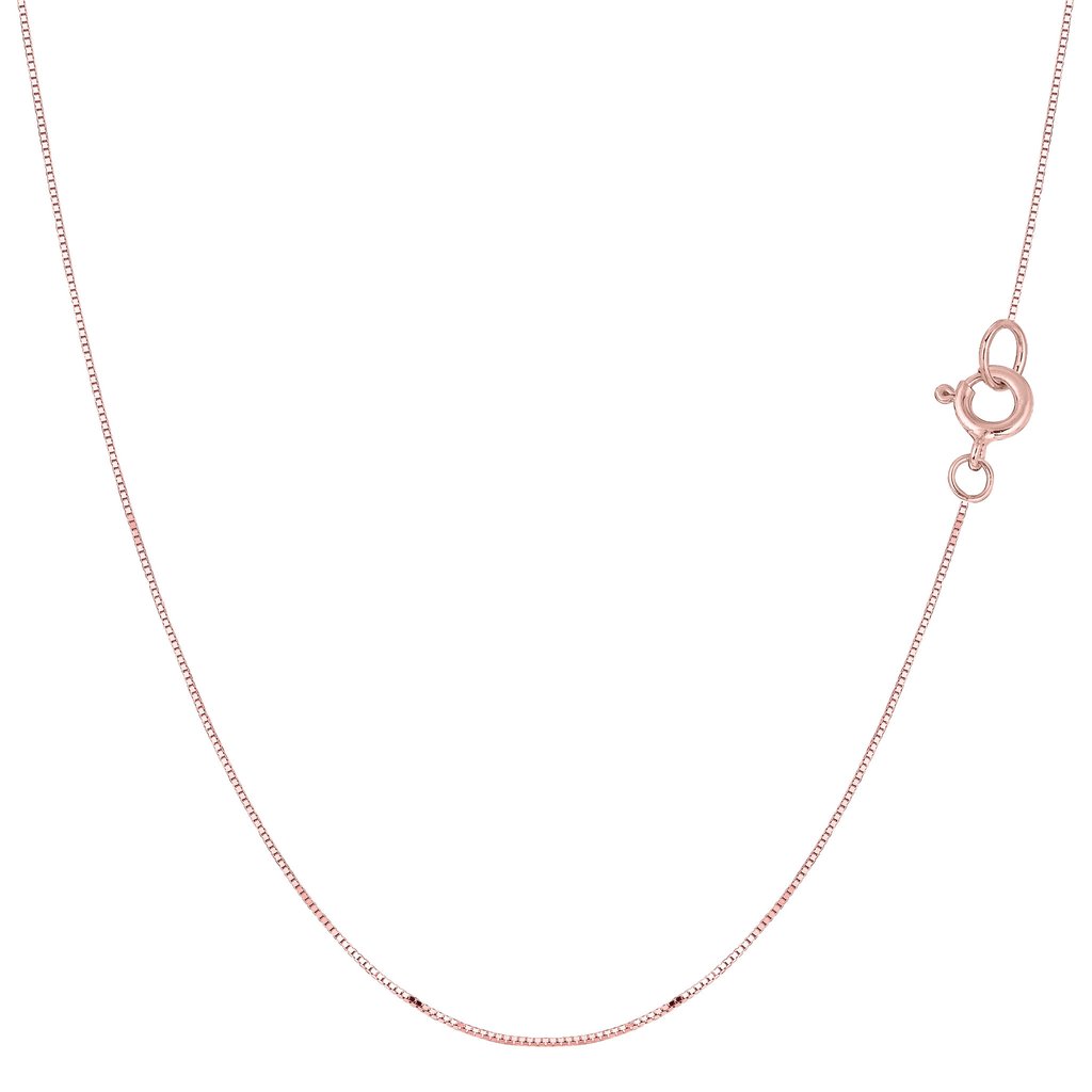 10K Solid Pink Gold Box Chain Necklace 0.45mm thick 16 Inches