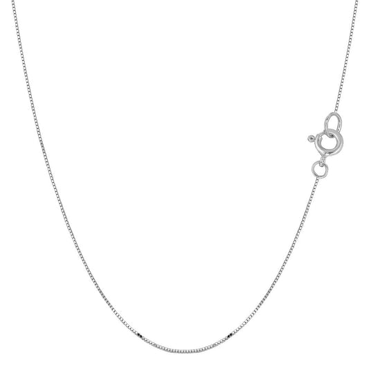10K Solid White Gold Box Chain Necklace 0.45mm thick 16 Inches