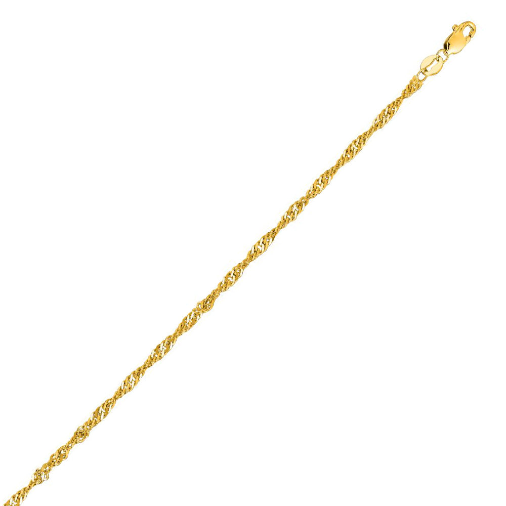 10K Solid Yellow Gold Singapore Chain Necklace 1.7mm thick 18 Inches