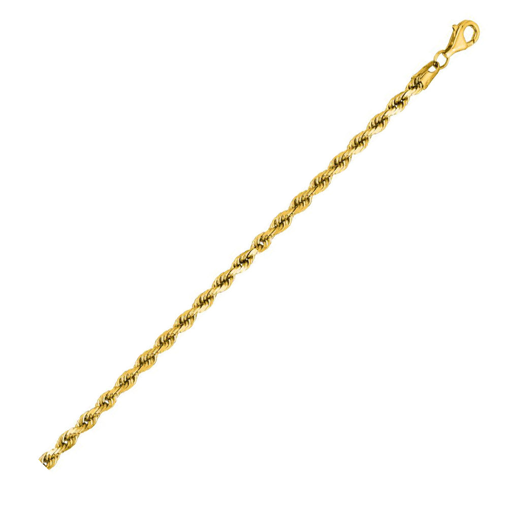 10K Solid Yellow Gold Solid Diamond Cut Rope 4mm thick 22 Inches