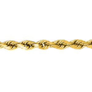 10K Solid Yellow Gold Solid Diamond Cut Rope 4mm thick 22 Inches