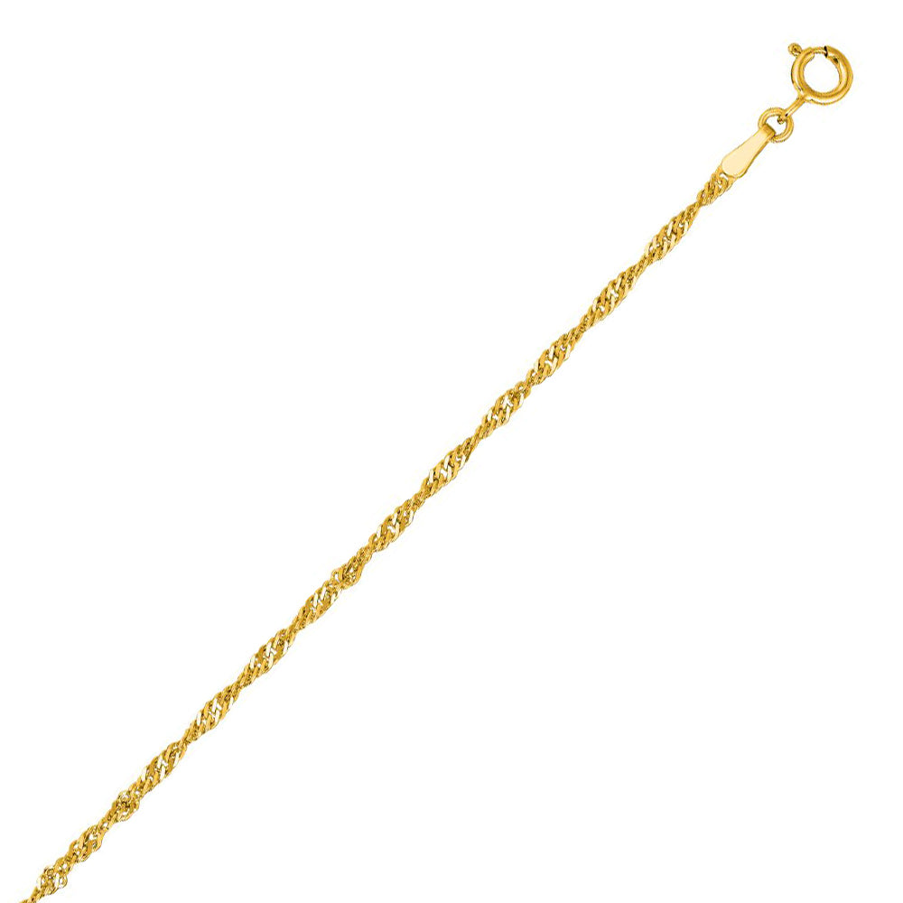 10K Solid Yellow Gold Singapore Chain 1.7mm thick 20 Inches