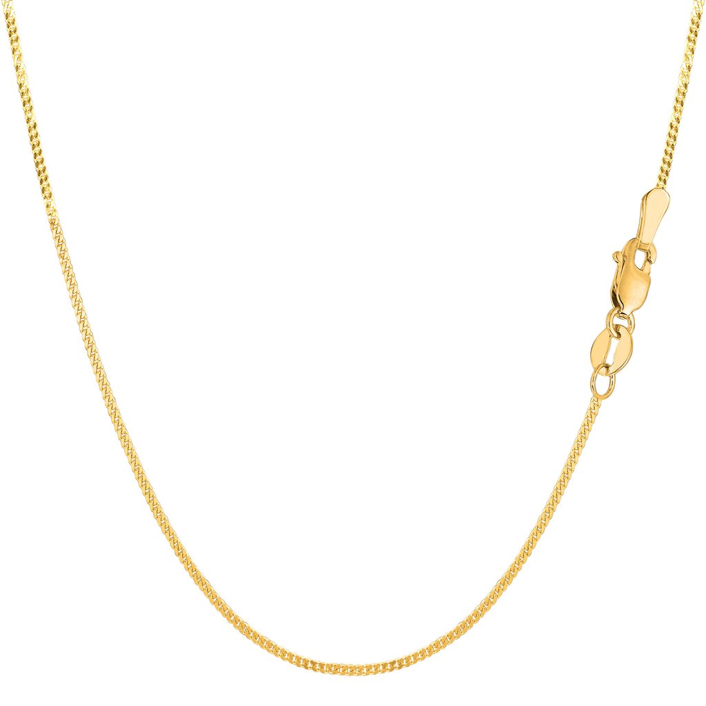 14K Solid Yellow Gold Gourmette Chain 1mm thick 18 Inches