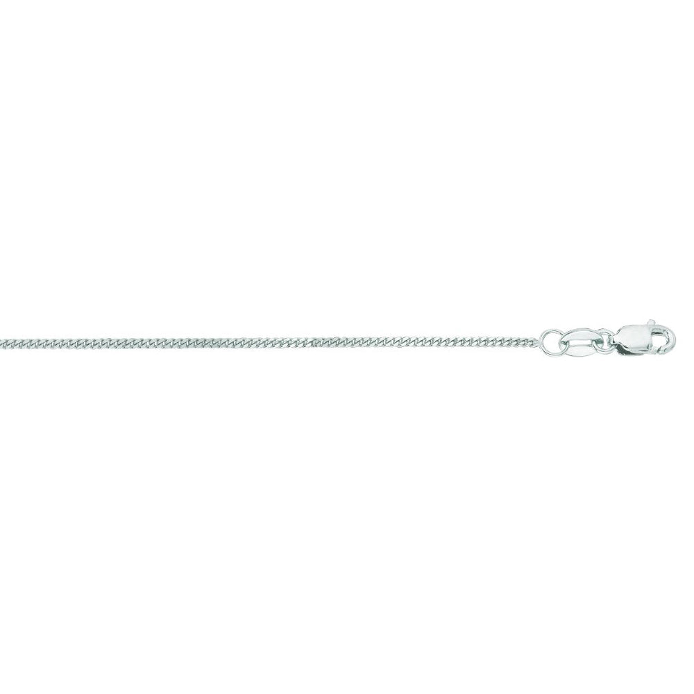 10K Solid White Gold Gourmette Chain Necklace 1mm thick 24 Inches