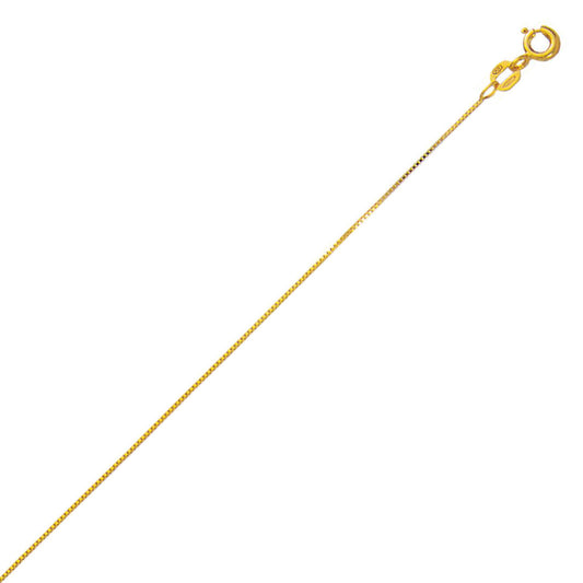 10K Solid Yellow Gold Classic Box Chain 0.6mm thick 16 Inches