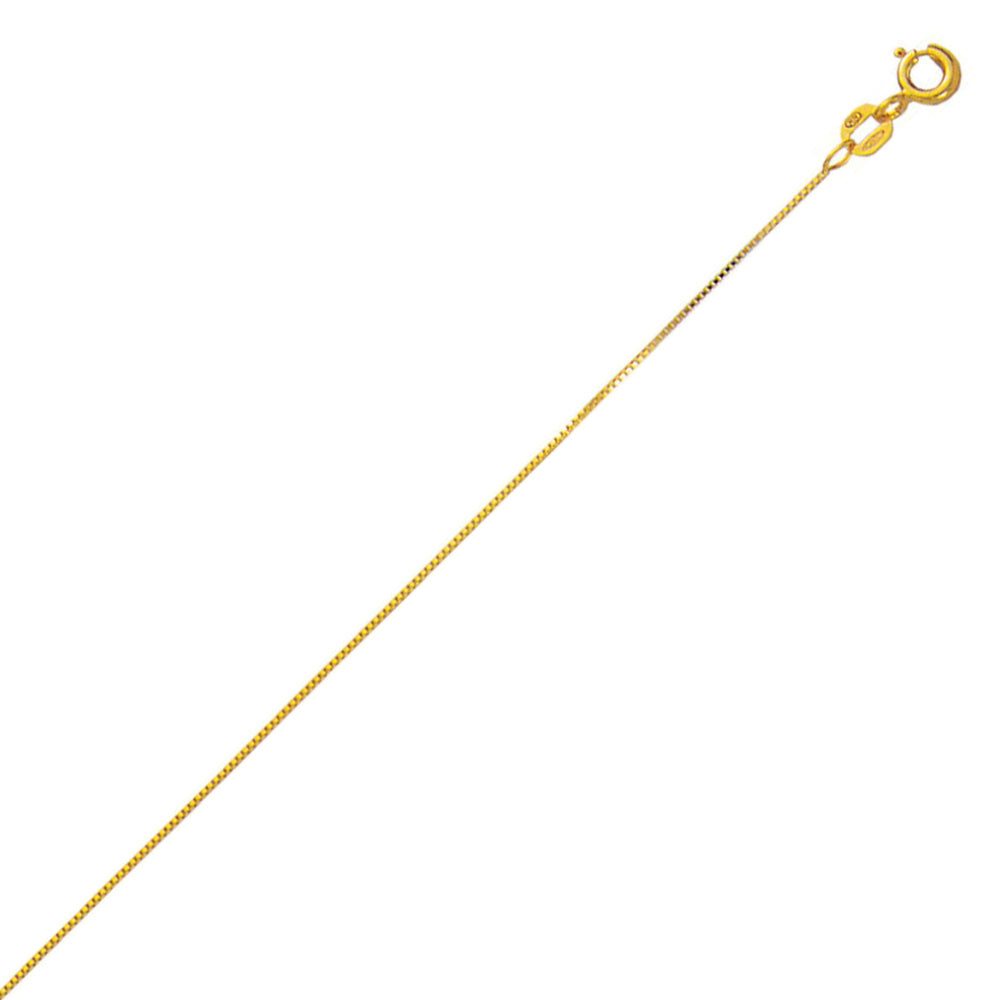 10K Solid Yellow Gold Box Chain Necklace 0.6mm thick 24 Inches