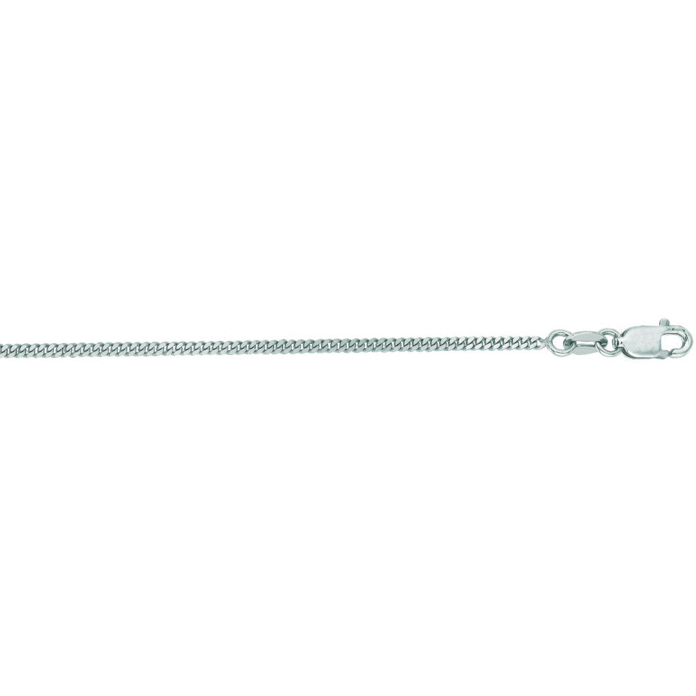 10K Solid White Gold Gourmette Chain Necklace 1.5mm thick 20 Inches