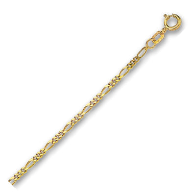 10K Solid Yellow Gold Classic Figaro 1.9mm thick 20 Inches