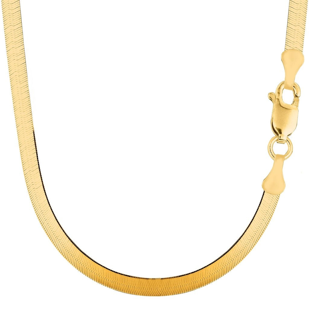 14K Solid Yellow Gold Herringbone Chain 5mm thick 16 Inches
