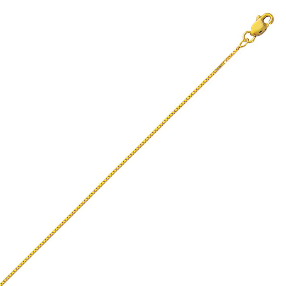 10K Solid Yellow Gold Classic Box Chain 0.8mm thick 18 Inches