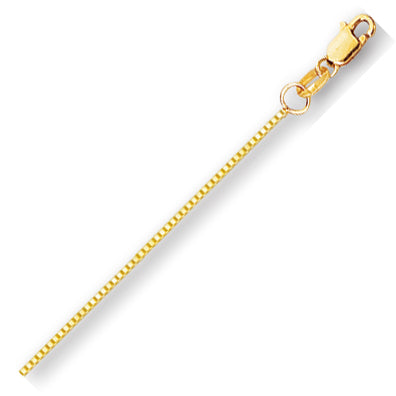 10K Solid Yellow Gold Classic Box Chain 0.8mm thick 22 Inches