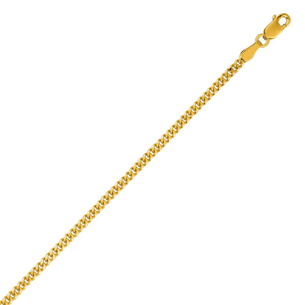 10K Solid Yellow Gold Gourmette Chain 2mm thick 20 Inches