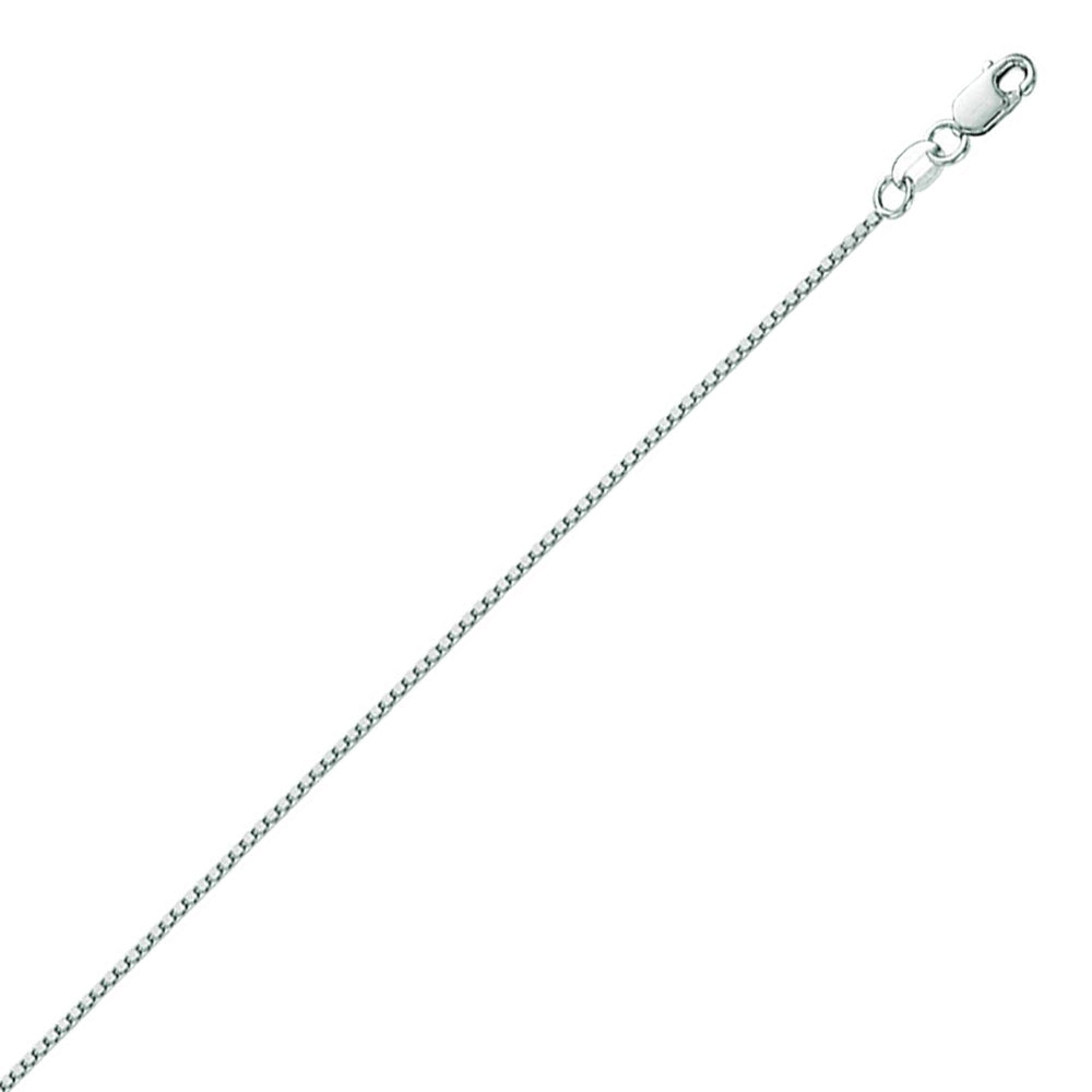 10K Solid White Gold Box Chain Necklace 1mm thick 22 Inches