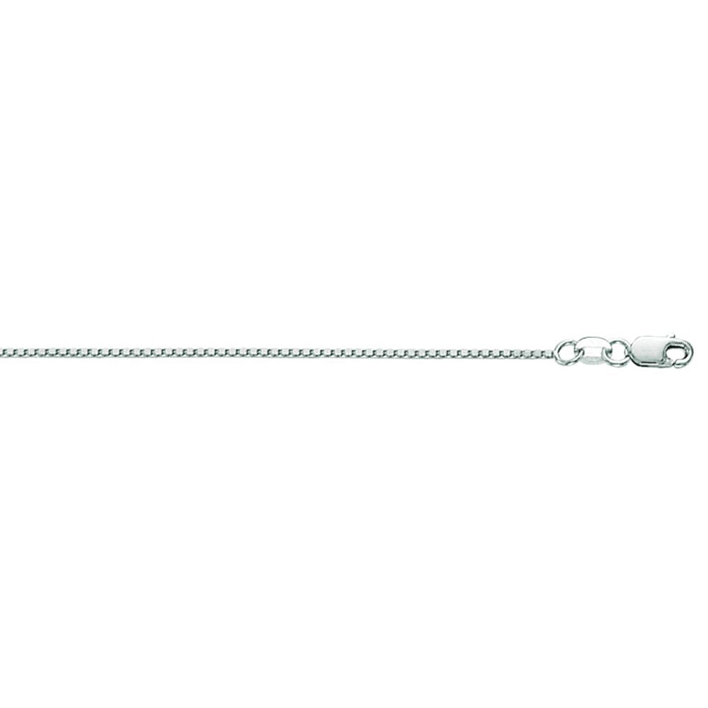 10K Solid White Gold Box Chain Necklace 1mm thick 22 Inches