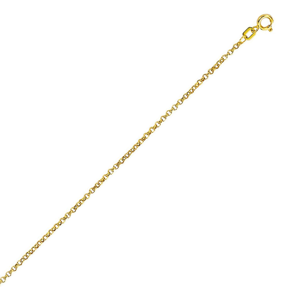 10K Solid Yellow Gold Rolo Chain 1.9mm thick 18 Inches