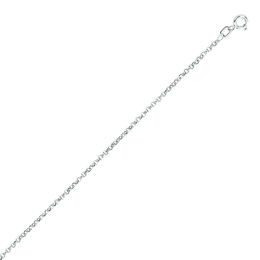 10K Solid White Gold Rolo Chain 1.9mm thick 18 Inches