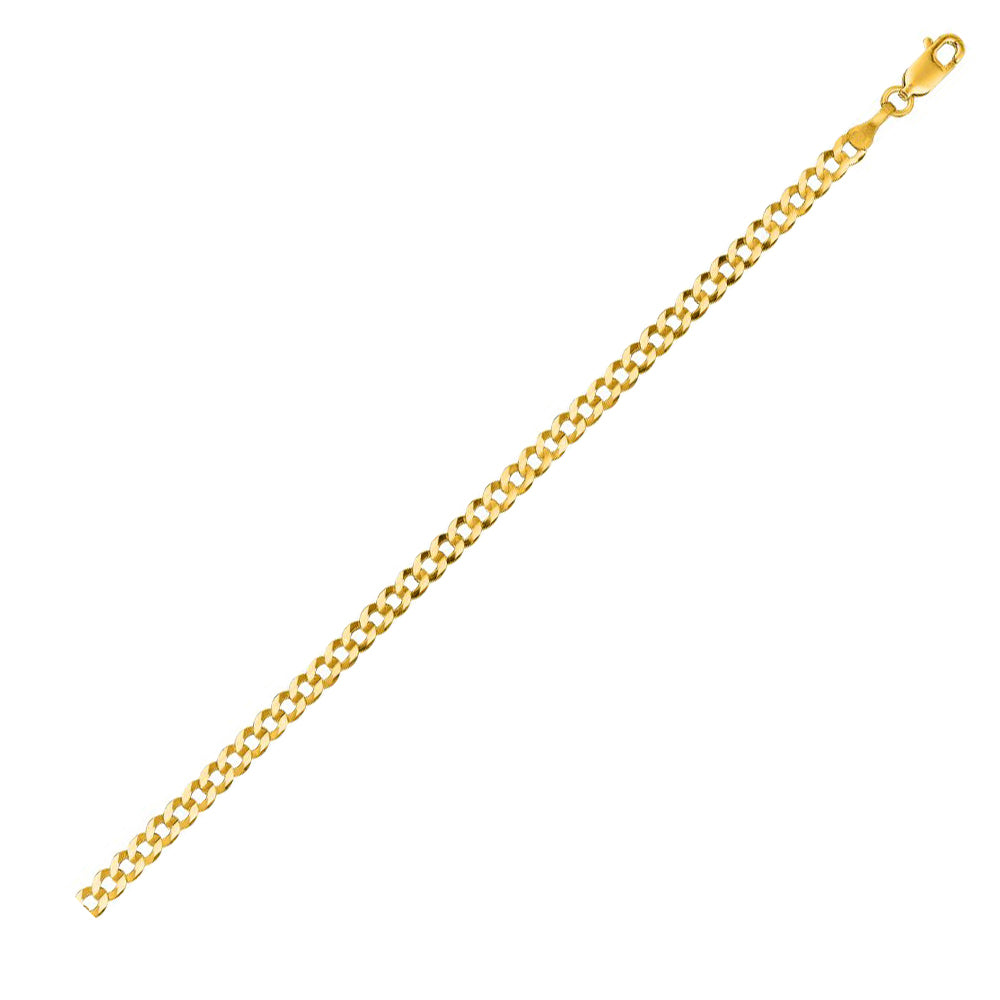 10K Solid Yellow Gold Comfort Curb Chain 4mm thick 18 Inches