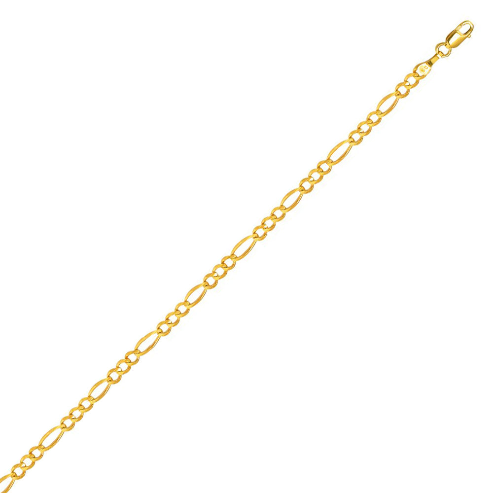 10K Solid Yellow Gold Classic Figaro 4mm thick 20 Inches