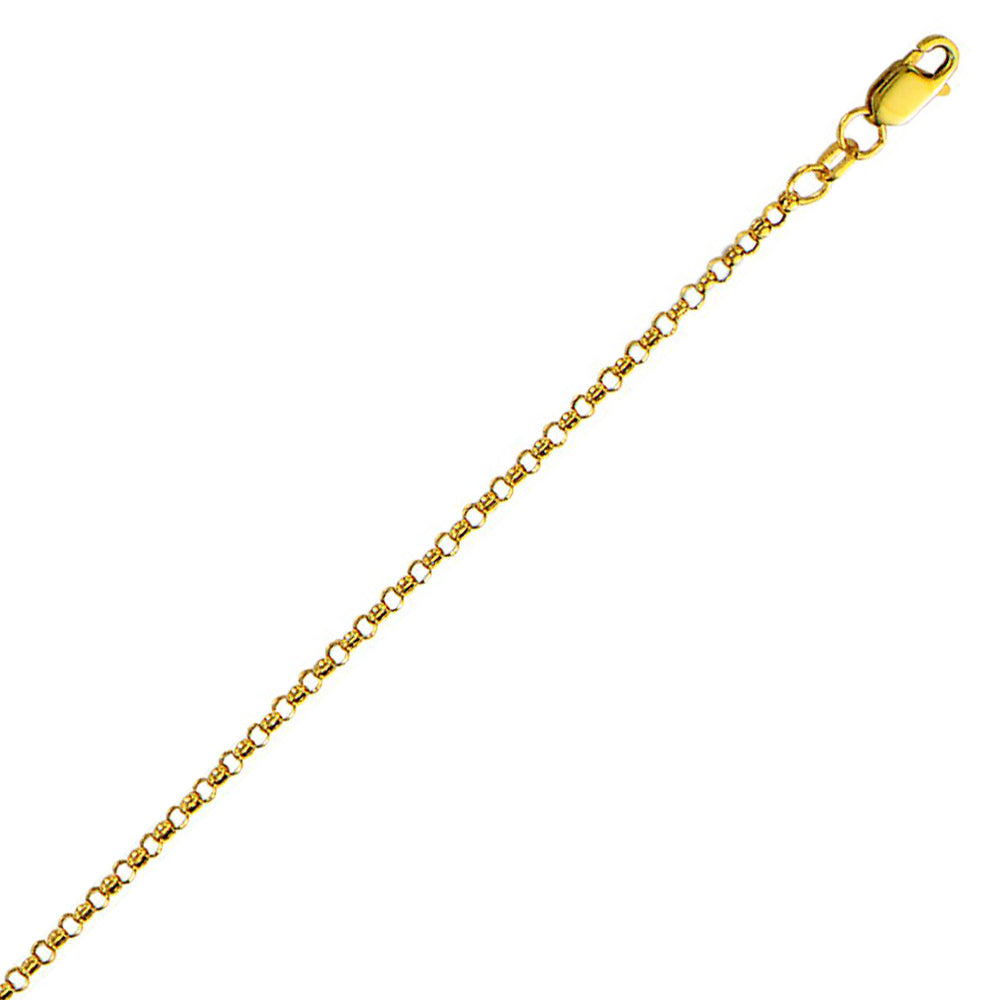 10K Solid Yellow Gold Rolo Chain Necklace 2.3mm thick 16 Inches