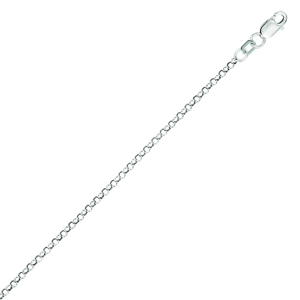 10K Solid White Gold Rolo Chain Necklace 2.3mm thick 16 Inches