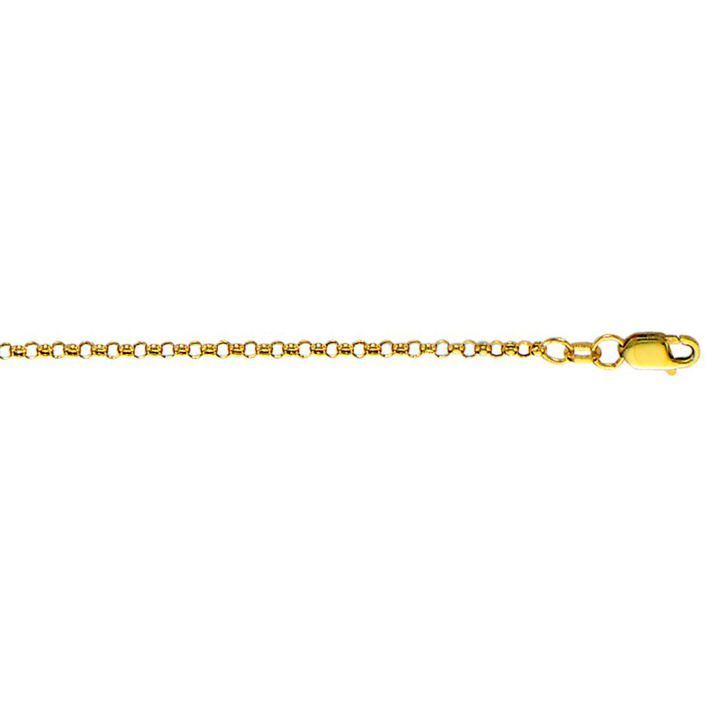 10K Solid Yellow Gold Rolo Chain Necklace 2.3mm thick 20 Inches