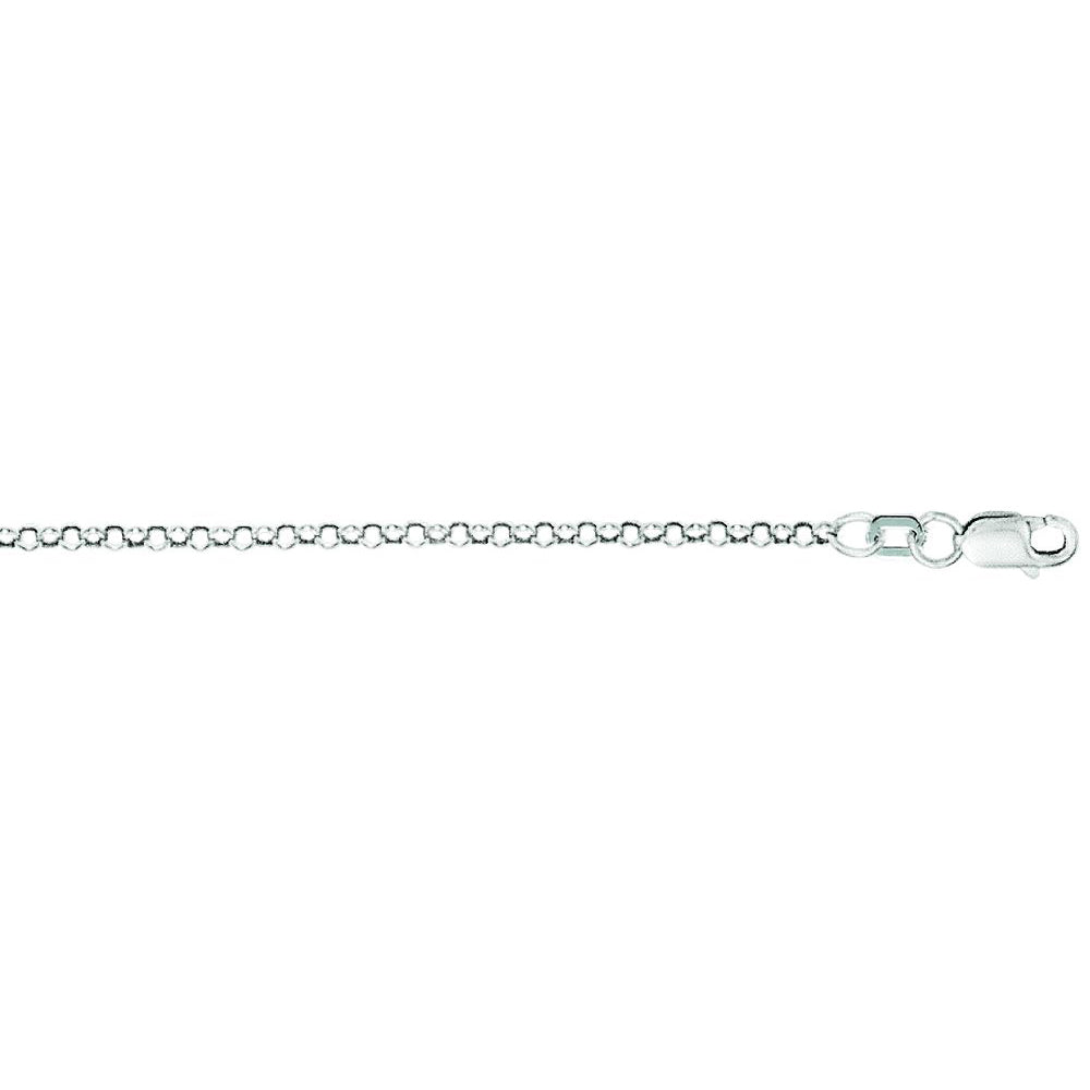 10K Solid White Gold Rolo Chain Necklace 2.3mm thick 20 Inches