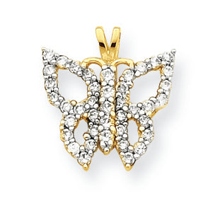 10K Gold CZ Butterfly Pendant