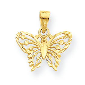 10K Gold Diamond-Cut Butterfly Charm