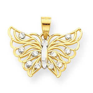 10K Gold & Rhodium Butterfly Pendant