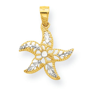 10K Gold & Rhodium Starfish Charm