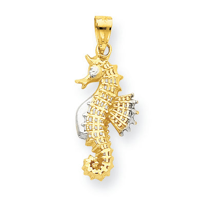 10K Gold & Rhodium Seahorse Charm