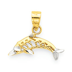 10K Gold & Rhodium Dolphin Charm