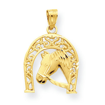10K Gold Good Luck Horseshoe w/Horse Charm