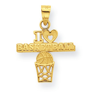 10K Gold I Love Basketball Charm