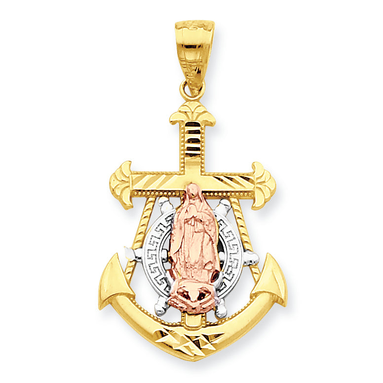 10K Gold Two-tone Mariner Blessed Mother Pendant