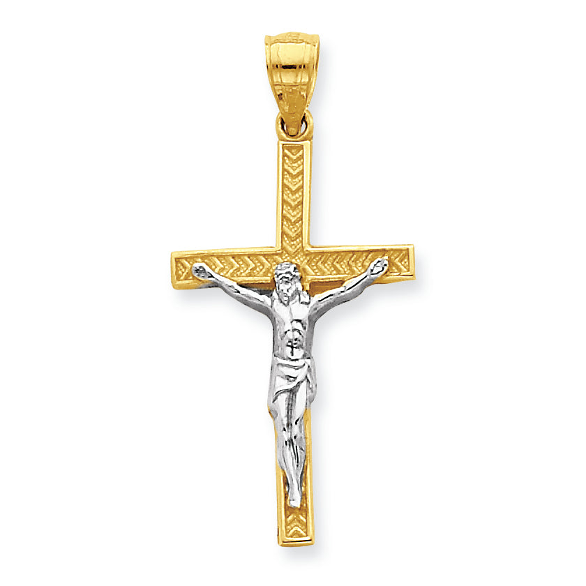 10K Gold & Rhodium Crucifix Pendant