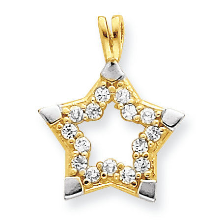 10K Gold CZ Star Pendant