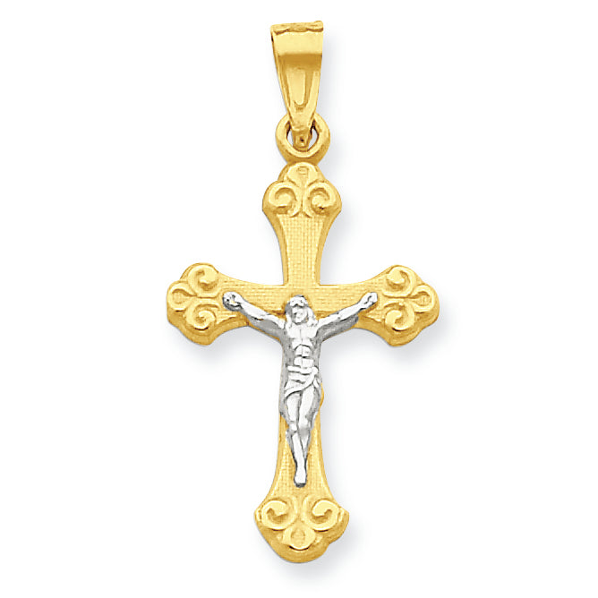 10K Gold & Rhodium Crucifix Pendant