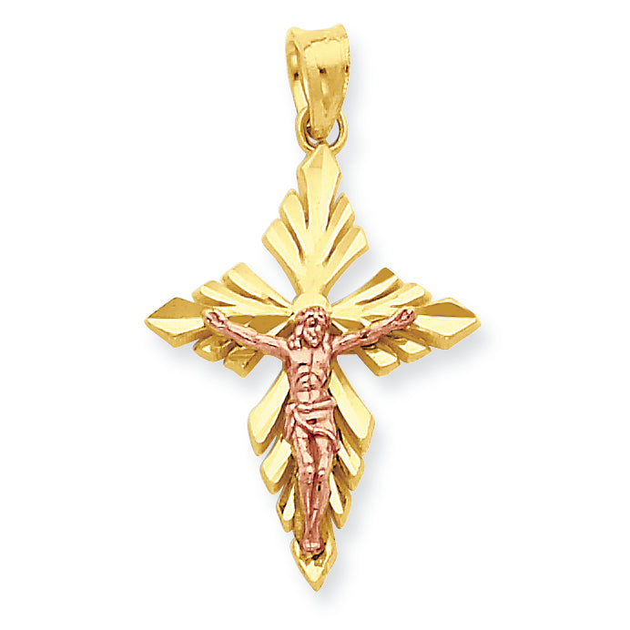 10K Gold Two-tone Crucifix Pendant