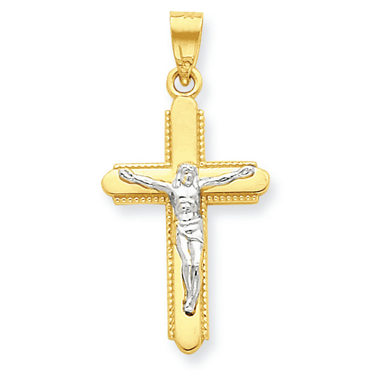 10K Gold & Rhodium Crucifix Pendant