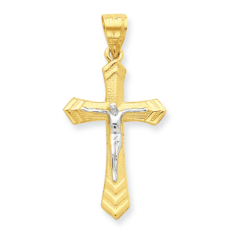 10K Gold & Rhodium Passion Crucifix Pendant