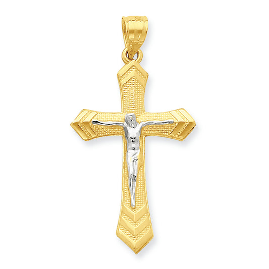 10K Gold & Rhodium Passion Crucifix Pendant