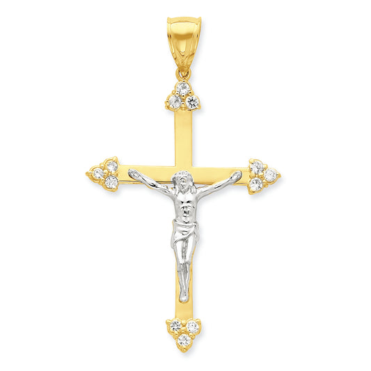 10K Gold CZ Crucifix Pendant