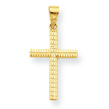 10K Gold Diamond-Cut Cross Pendant